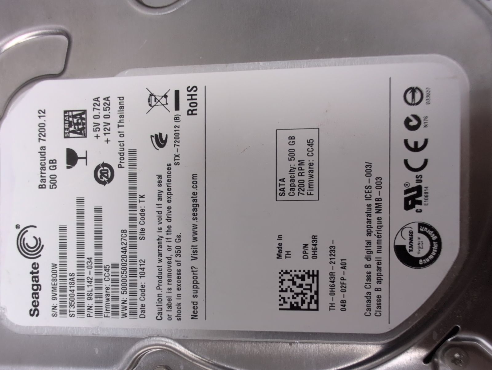 ST3500418AS Hard Drive Donor