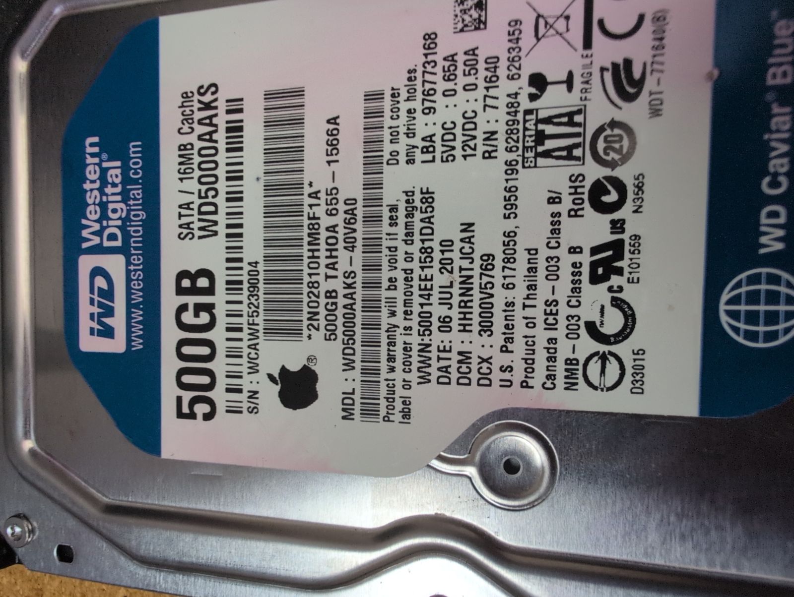 WD5000AAKS-40V6A0 Hard Drive Donor